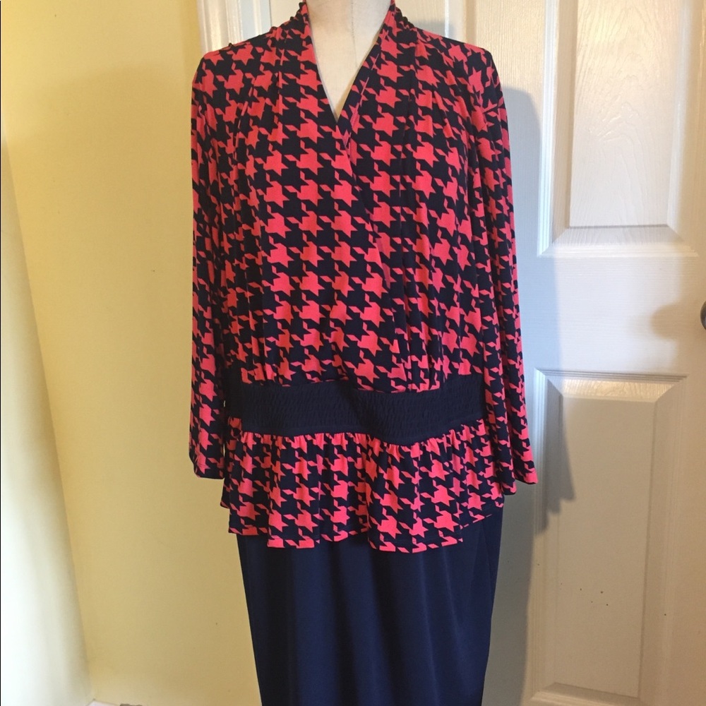 Chris McLaughlin houndstooth peplum dress size 20W